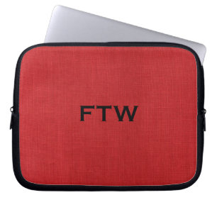 FTW-Monogramm für Red Linen Texture Foto Laptopschutzhülle