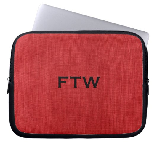 FTW-Monogramm für Red Linen Texture Foto Laptopschutzhülle (Vorderseite)