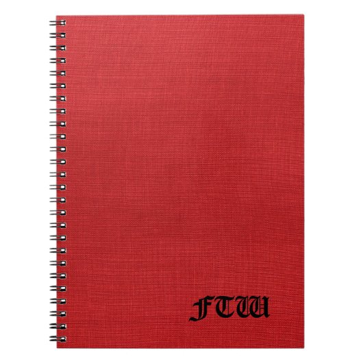 FTW-Monogramm für Red Linen Texture Foto Notizblock (Vorderseite)