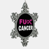 FU CANCER...Brustkrebs Schneeflocken Zinn-Ornament (Links)