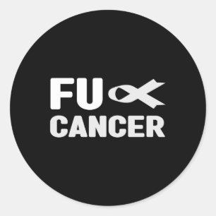 Fu Cancer T Shirt - Weißes Band, Fu Lungenkrebs A Runder Aufkleber