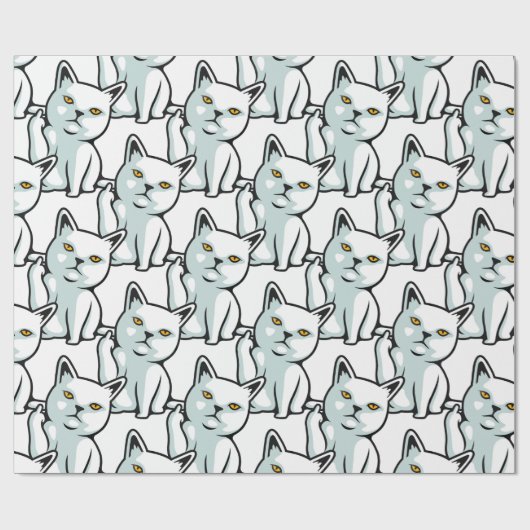 FU Cat komisch unhöfliche Handgestalt Wrapping Pap Geschenkpapier (Flach)