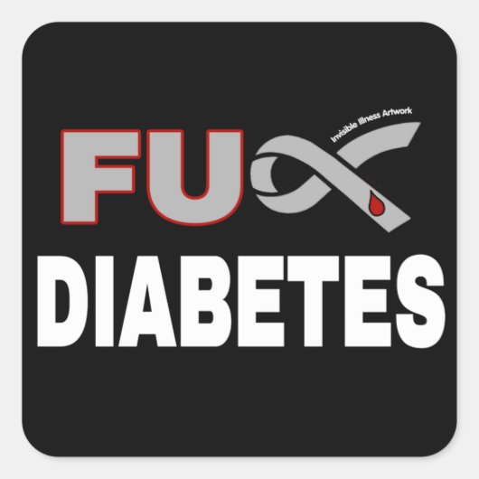 FU Diabetes Quadratischer Aufkleber (Vorderseite)