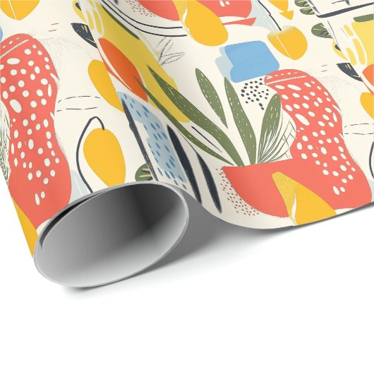 Fuavism Style Lebhafte Farben Garten Pot Geschenkpapier (Rolleneckpunkt)