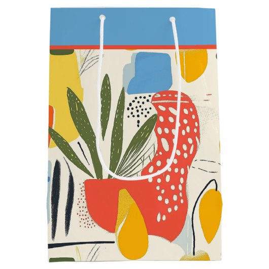 Fuavism Style Lebhafte Farben Garten Pot Mittlere Geschenktüte (Rückseite)