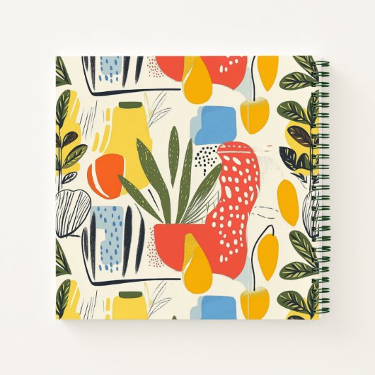 Fuavism Style Lebhafte Farben Garten Pot Notizblock (Rückseite)