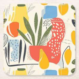 Fuavism Style Lebhafte Farben Garten Pot Rechteckiger Pappuntersetzer