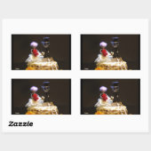 Fubby bruidspaartje op taart. rechteckiger aufkleber (Blatt)