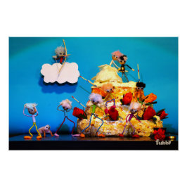 Fubby bruiloft met cupido die voor liefde zorgt. poster