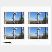 Fubby fantasie, op de vlucht voor een dier. rechteckiger aufkleber (Blatt)