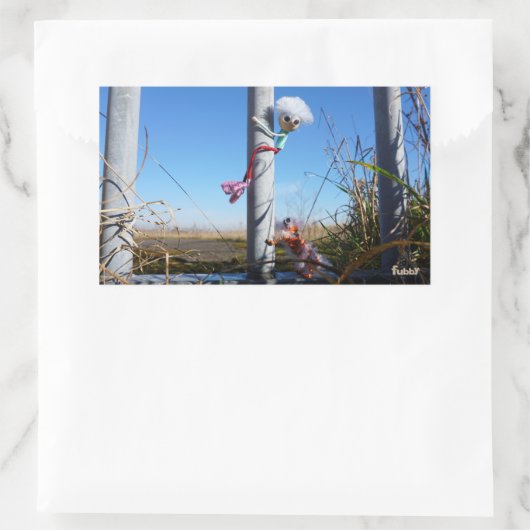 Fubby fantasie, op de vlucht voor een dier. rechteckiger aufkleber (Tasche)