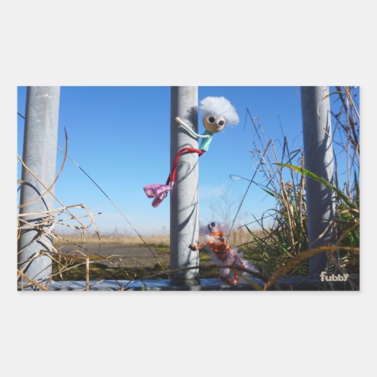 Fubby fantasie, op de vlucht voor een dier. rechteckiger aufkleber (Vorderseite)