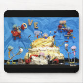 Fubby feest met taart en bruidspaar. mousepad (Vorne)