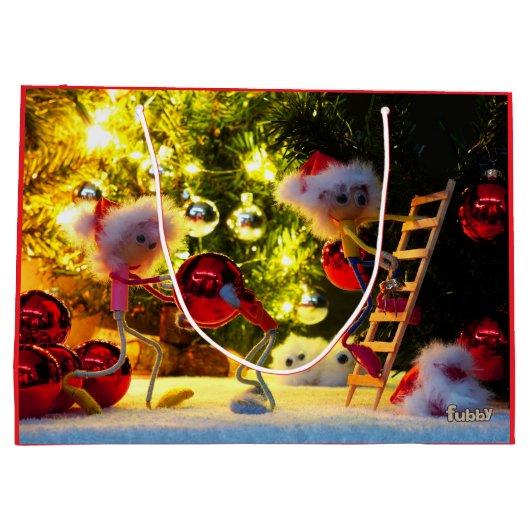 Fubby Kerstkoor met humoristisch detail. Große Geschenktüte (Rückseite)