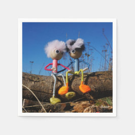 Fubby paartje dat romantisch verliefd zitten. serviette