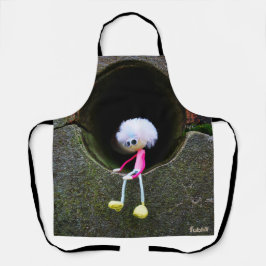 Fubby poppetje dat in een muur zit. schürze