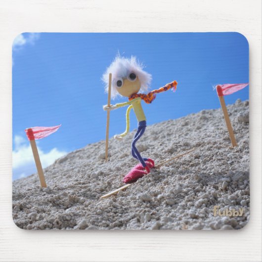 Fubby poppetje die aan het skiën is. mousepad (Vorne)