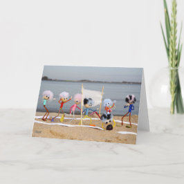 Fubby poppetjes die beach volleybal spelen dankeskarte