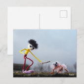 Fubby speelt buiten met dier. postkarte (Vorne/Hinten)