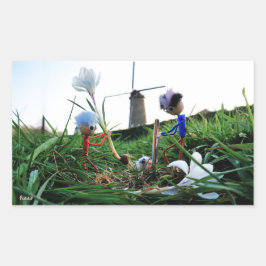 Fubby's bij een molen planten een krokus bol. rechteckiger aufkleber