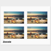 Fubby's bij kampvuur met marchmello's. rechteckiger aufkleber (Blatt)