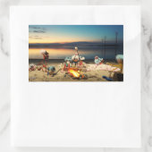 Fubby's bij kampvuur met marchmello's. rechteckiger aufkleber (Tasche)