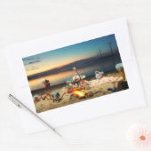 Fubby's bij kampvuur met marchmello's. rechteckiger aufkleber (Umschlag)