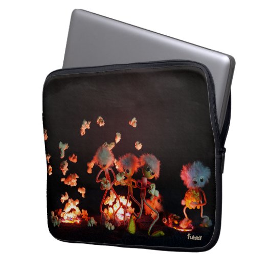 Fubby's bij popcorn explosie uit lava gaten. laptopschutzhülle (Vorderseite Links)