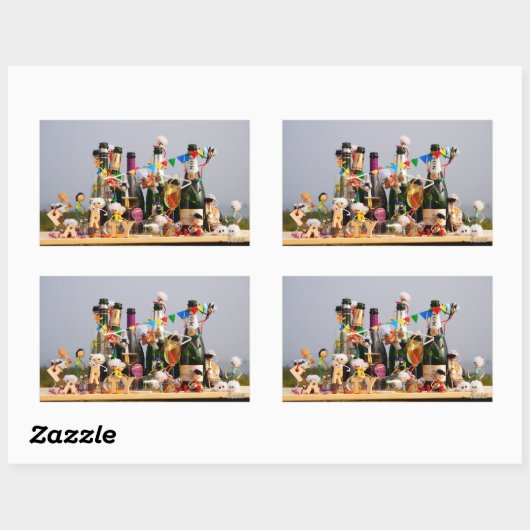 Fubby's de van een feestje houden, gefeliciteerd ! rechteckiger aufkleber (Blatt)