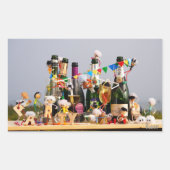 Fubby's de van een feestje houden, gefeliciteerd ! rechteckiger aufkleber (Vorderseite)