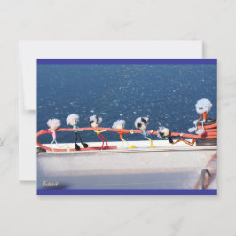 Fubby's die een lijn lieren van een Zeilboot. Postkarte