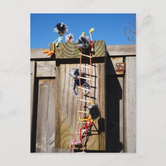 Fubby's die een vogelhuis beklimmen. postkarte (Vorderseite)