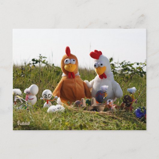 Fubby's die eieren verven van kippen, Vrolijk Pase Postkarte (Vorderseite)