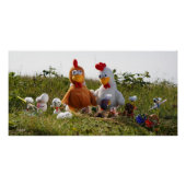 Fubby's die eieren verven van kippen Vrolijk Pasen Poster (Vorderseite)