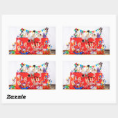 Fubby's die feest vieren voor verjaardag. rechteckiger aufkleber (Blatt)