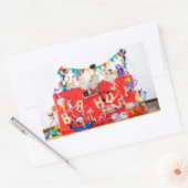 Fubby's die feest vieren voor verjaardag. rechteckiger aufkleber (Umschlag)