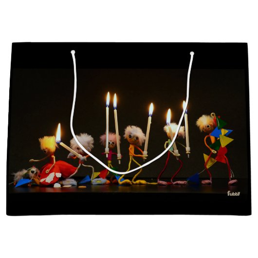 Fubby's die feestelijk met kaarsjes lopen, grappig große geschenktüte (Vorderseite)