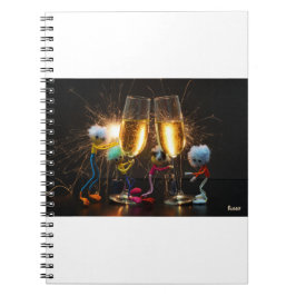 Fubby's die feestelijk proosten met vuurwerk. notizblock
