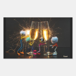 Fubby's die feestelijk proosten met vuurwerk. rechteckiger aufkleber