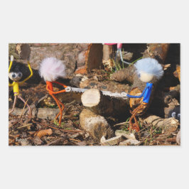 Fubby's die hout zagen. rechteckiger aufkleber