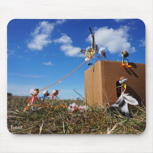 Fubby's die spelen met veren en vliegen. mousepad (Vorne)