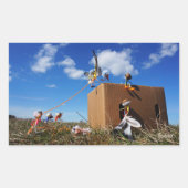 Fubby's die spelen met veren en vliegen. rechteckiger aufkleber (Vorderseite)