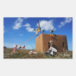 Fubby's die spelen met veren en vliegen. rechteckiger aufkleber