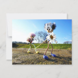 Fubby's in natuur met madeliefjes. postkarte
