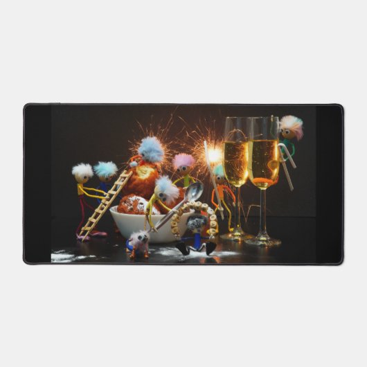 Fubby's met Jaarwisseling bij feestdagen. Schreibtischunterlage (Vorderseite)