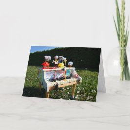 Fubby's op piano die muziek maken en dansen. dankeskarte