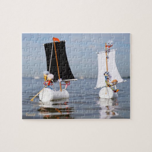 Fubby's op zee tegen plastic vervuiling. puzzle (Horizontal)
