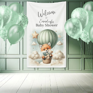 Fuchs-Abenteuer-Ballon-Baby-Party-Vertikale Begrüß Banner
