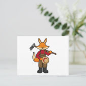 Fuchs als Bauer mit Rechen & Hut Postkarte (Stehend Vorderseite)