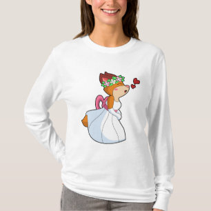 Fuchs als Braut mit Hochzeitskleid und Blumenkranz T-Shirt